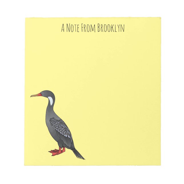 Bloc-note Illustration d'oiseau cormoran à pattes rouges (Devant)
