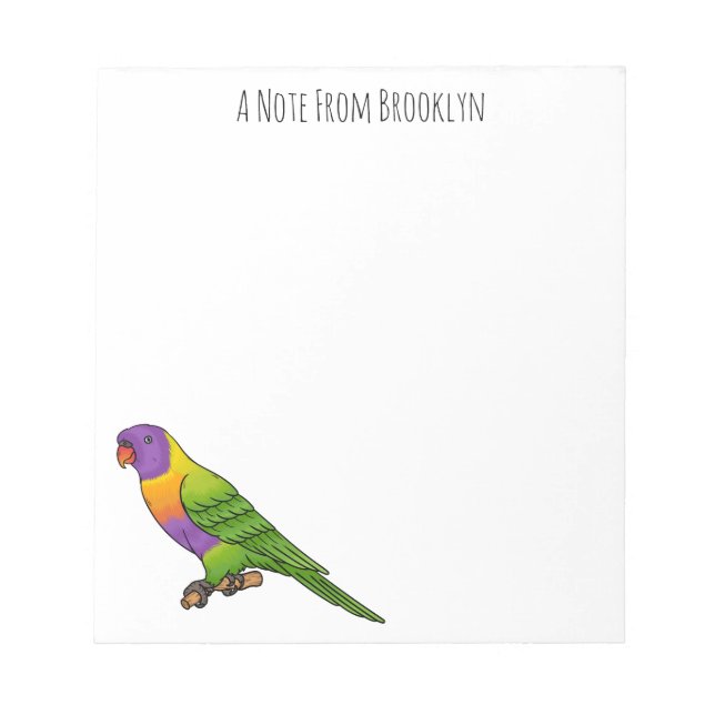 Bloc-note Illustration d'oiseau de lorikeet arc-en-ciel (Devant)