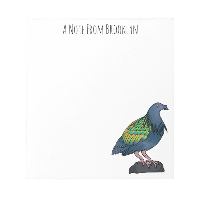 Bloc-note Illustration d'oiseau de pigeon de Nicobar (Devant)