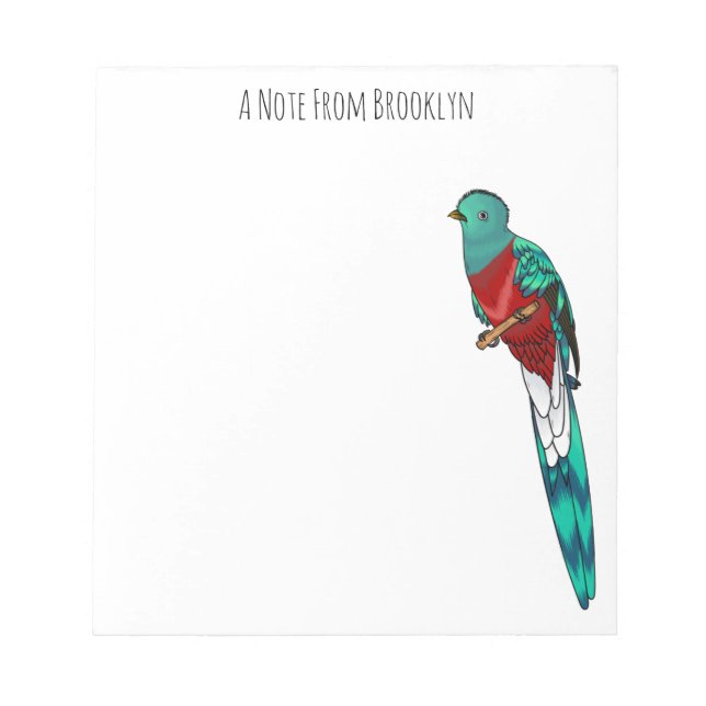 Bloc-note Illustration d'oiseau de quetzal resplendissant (Devant)