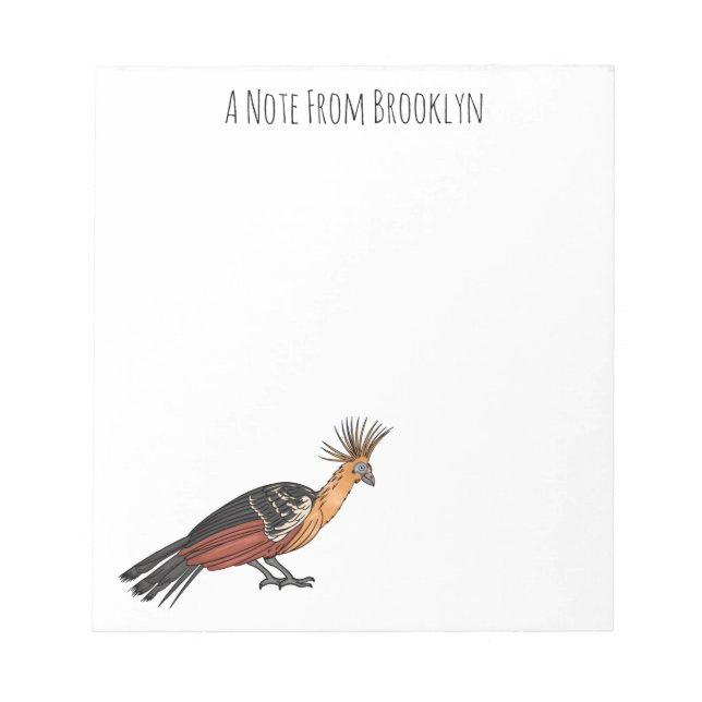 Bloc-note Illustration d'oiseau Hoatzin (Devant)
