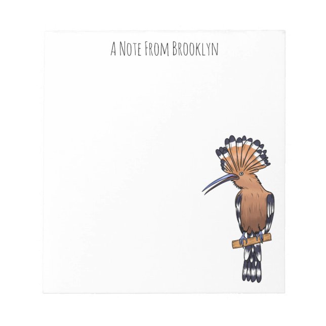 Bloc-note Illustration d'oiseau huppé d'Eurasie (Devant)