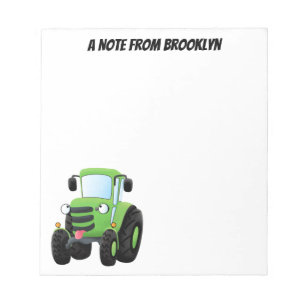 Bloc-note Illustration du joli joyeux tracteur agricole vert