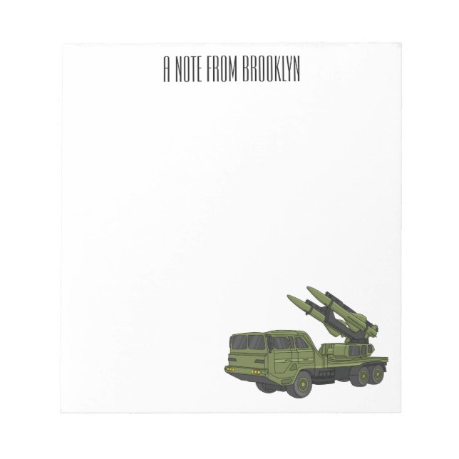Bloc-note Illustration d'un camion de missiles militaires (Devant)