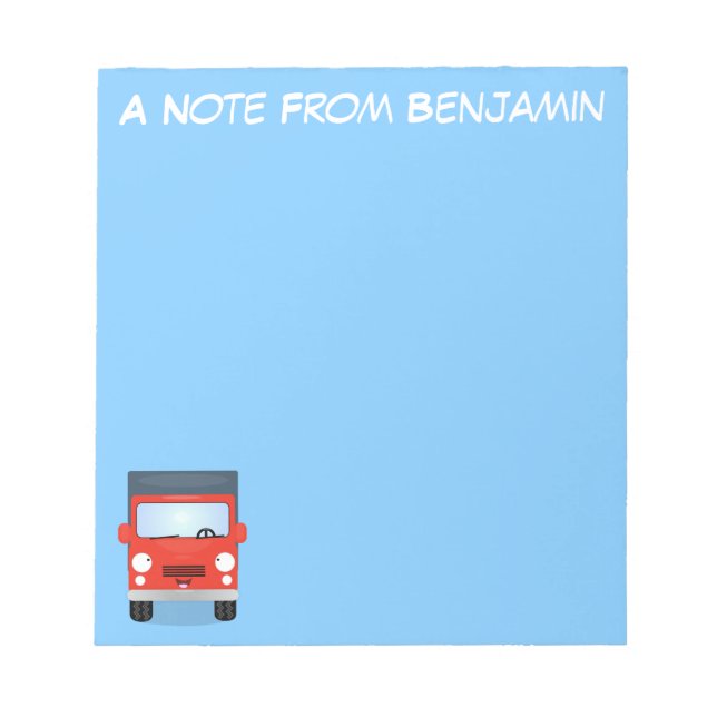 Bloc-note Illustration d'un camion kawaii rouge mou (Devant)
