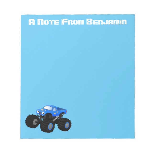 Bloc-note Illustration d'un camion monstre bleu mou (Devant)
