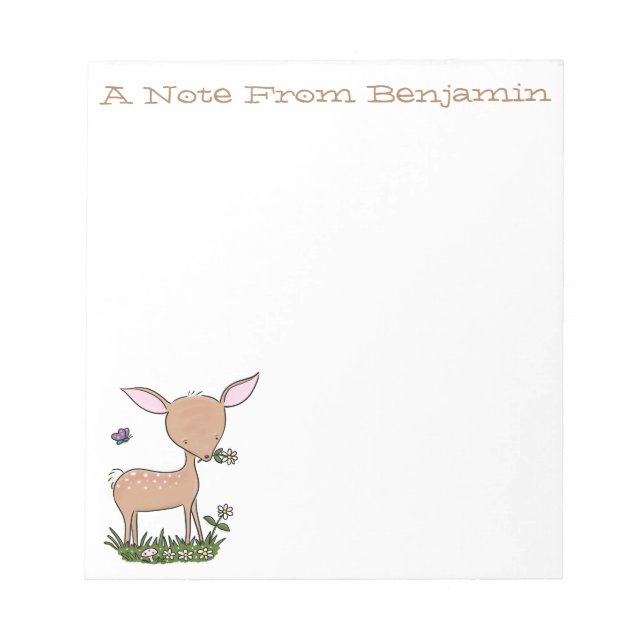 Bloc-note Illustration d'une jolie dessin de cerf de bébé he (Devant)