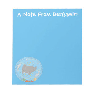 Bloc-note Illustration d'une mignonne raie manta et de bulle