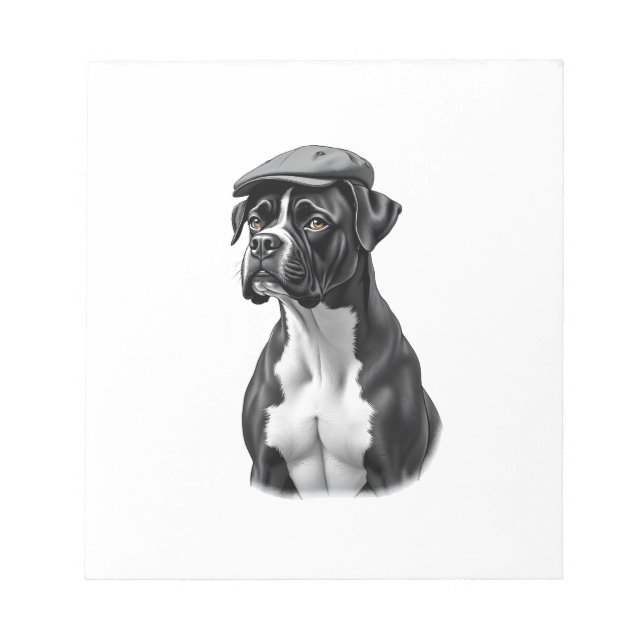 Bloc-note Illustration graphique monochrome de Boxer vintage (Devant)