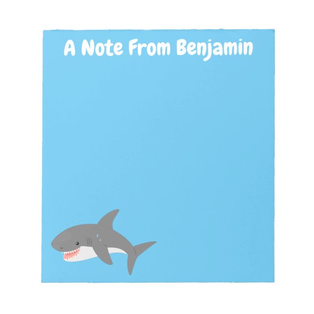 Bloc-note Illustration joyeuse du grand requin blanc (Devant)