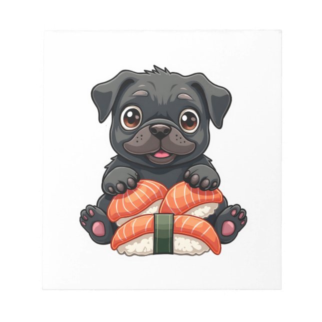Bloc-note Illustration vectorielle de sushi de pug noir mign (Devant)