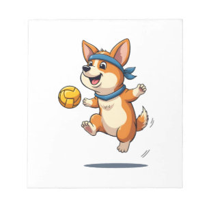 Bloc-note Illustration vintage de volley-ball Corgi Chien At