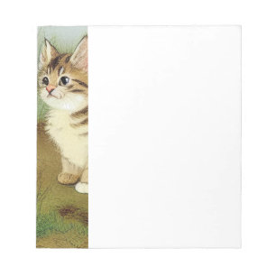 Bloc-note Illustration vintage Kitten avec fleurs