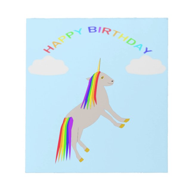 Bloc-note Imaginaire Anniversaire Unicorne arc-en-ciel et nu (Devant)