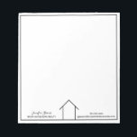 Bloc-note Immobilier Société Simple Réalisateur Personnalisé<br><div class="desc">Ce bloc-notes de realtor moderne est simple et chic avec votre nom et les informations de votre entreprise. Il présente un dessin chic minimaliste noir et blanc représentant une maison. Utilisez cette tablette stationnaire contemporaine pour un bureau immobilier pour vos agents immobiliers.</div>
