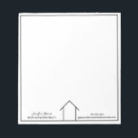 Bloc-note Immobilier Société Simple Réalisateur Personnalisé<br><div class="desc">Ce bloc-notes de realtor moderne est simple et chic avec votre nom et les informations de votre entreprise. Il présente un dessin chic minimaliste noir et blanc représentant une maison. Utilisez cette tablette stationnaire contemporaine pour un bureau immobilier pour vos agents immobiliers.</div>