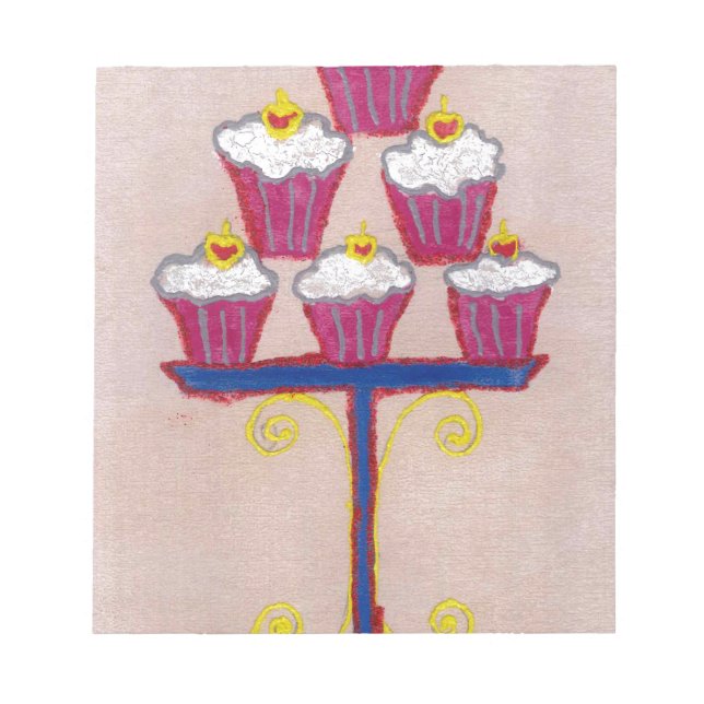 Bloc-note Impression d'art de Cupcake avec Cerise et Fond Ro (Devant)