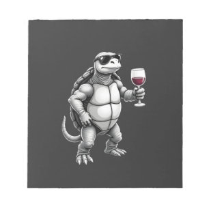 Bloc-note impression d'art de tortue cool buvant du vin roug