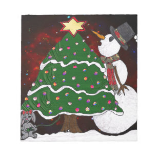 Bloc-note Impression d'art Surprise Bonhomme de Neige Arbre