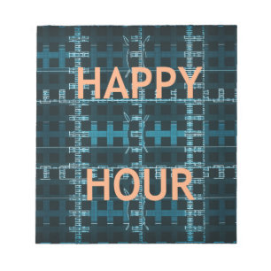 Bloc-note Impression d'art vectoriel bleu Texte Happy Hour