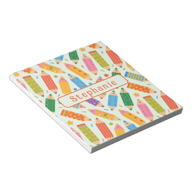 Bloc-note Imprimé de crayon personnalisable mignon (Incliné)