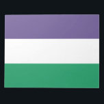 Bloc-note Indicateur Suffragette<br><div class="desc">Ce dessin est orné du drapeau du mouvement des suffragettes, qui au 20ème siècle s'est battu pour le droit de vote aux élections publiques, connu sous le nom de suffrage des femmes. Le terme "suffragette" a été inventé pour la première fois pour minimiser le mouvement, mais les femmes impliquées ont...</div>