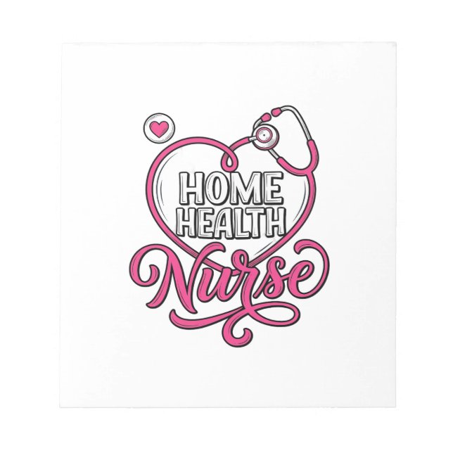 Bloc-note Infirmière à domicile Stéthoscope rose Création de (Devant)