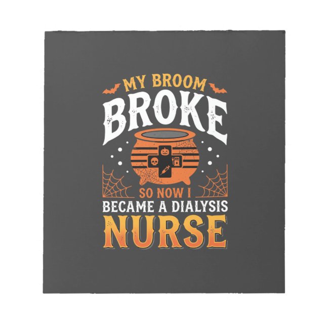Bloc-note Infirmière de dialyse Halloween Balai Cassa Design (Devant)