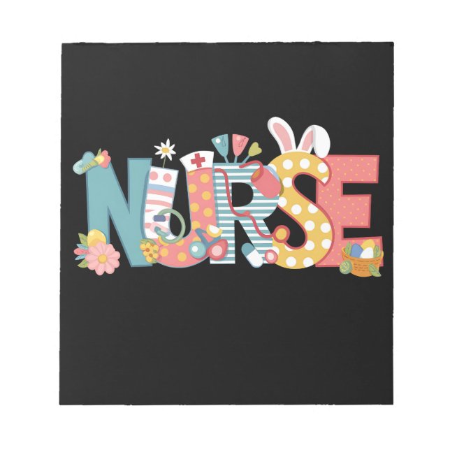Bloc-note Infirmière de Pâques Stéthoscope Lapin Œufs (Devant)