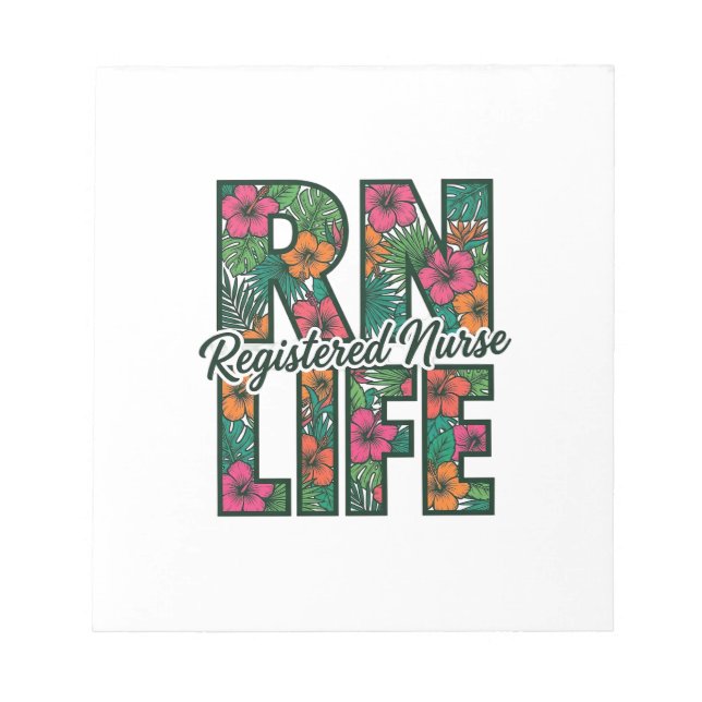 Bloc-note Infirmière diplômée RN Life Floral Vector Design_1 (Devant)