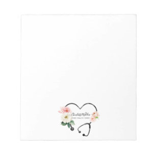 Bloc-note Infirmière en santé Aide soignante Stethoscope flo