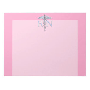 Bloc-note Infirmière inscrite RN Caduceus sur Pastel Pink