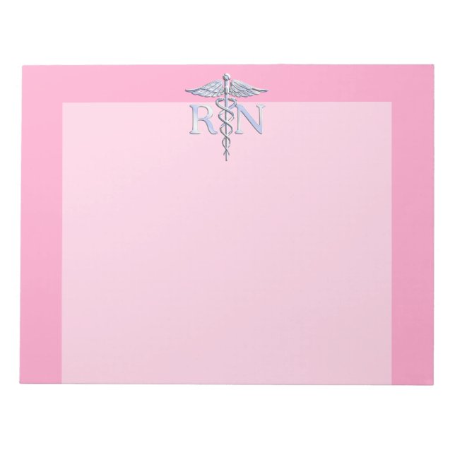 Bloc-note Infirmière inscrite RN Caduceus sur Pastel Pink (Devant)