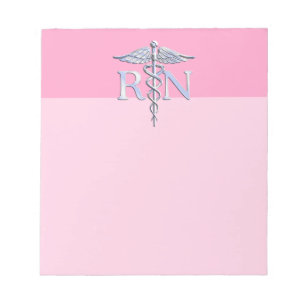 Bloc-note Infirmière inscrite RN Caduceus sur Pastel Pink