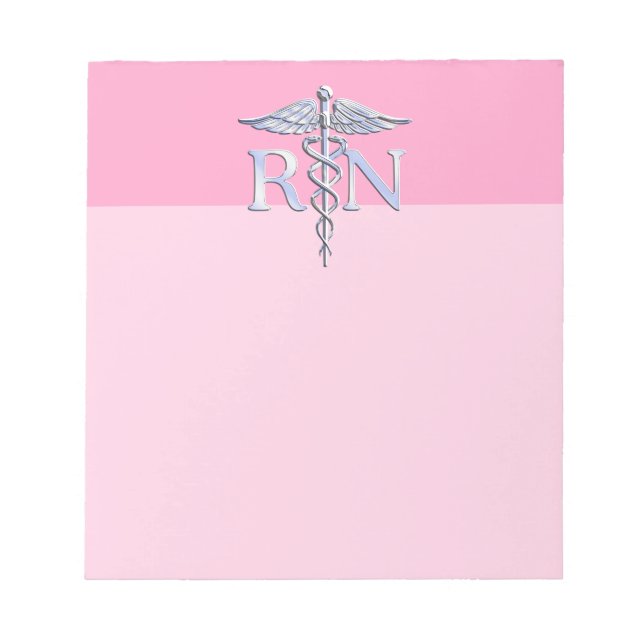 Bloc-note Infirmière inscrite RN Caduceus sur Pastel Pink (Devant)