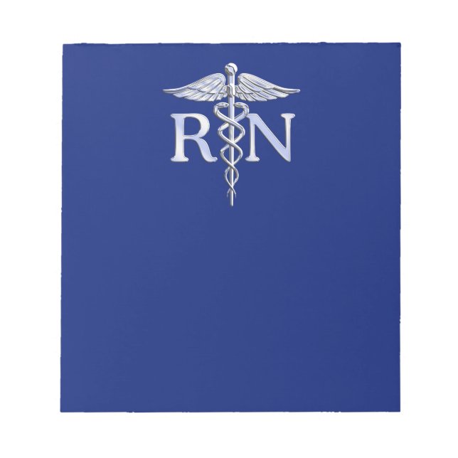 Bloc-note Infirmière inscrite RN Silver Caduceus Navy Blue d (Devant)