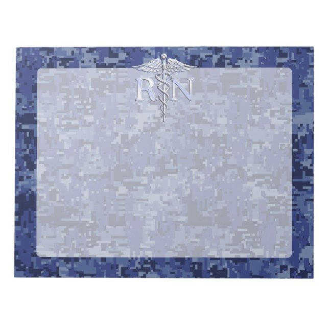 Bloc-note Infirmière inscrite RN Silver Caduceus sur Camo de (Devant)