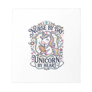 Bloc-note Infirmière Licorne de Jour Licorne de Coeur Fond B