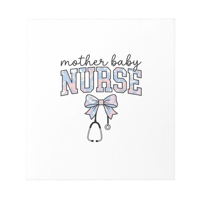 Bloc-note Infirmière Mère Bébé Chemise à nœud floral Design_ (Devant)