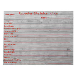 Bloc-note Informations sur le site de répéteur