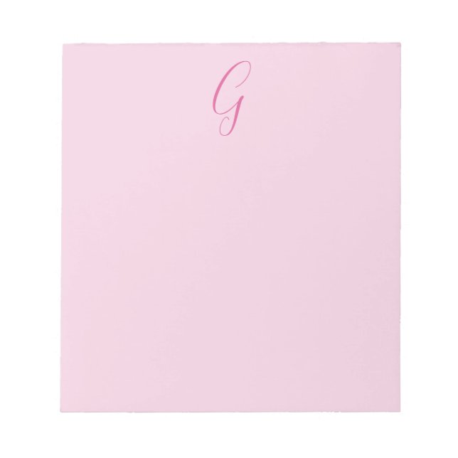 Bloc-note Initial Letter Monogram Light Pink Plain Chic (Devant)