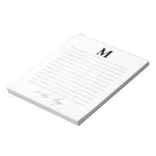 Bloc-note Initiale et nom en script de signature personnelle