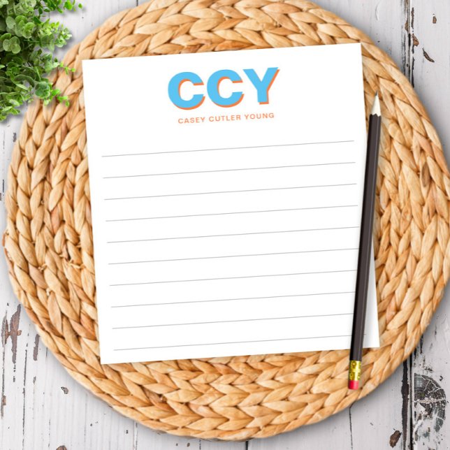 Bloc-note Initiales croustillantes Bleu et Orange Personnali (Créateur téléchargé)