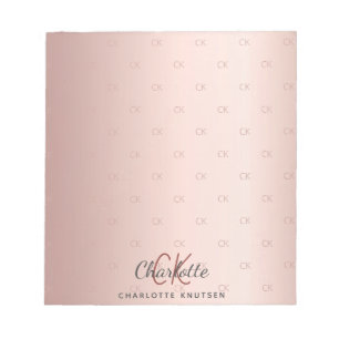 Bloc-note Initiales de monogramme en rose gold script