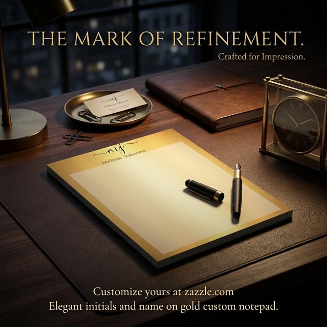 Bloc-note Initiales élégantes sur or   (Créateur téléchargé)