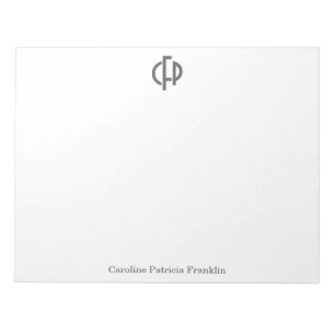 Bloc-note Initiales géométriques noires modernes élégant