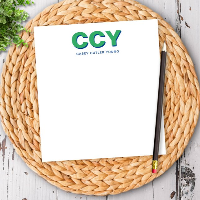 Bloc-note Initiales grasses Vert et Bleu Personnalisé (Créateur téléchargé)