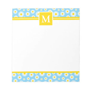 Bloc-note Initiales Marguerites Bleues de Printemps