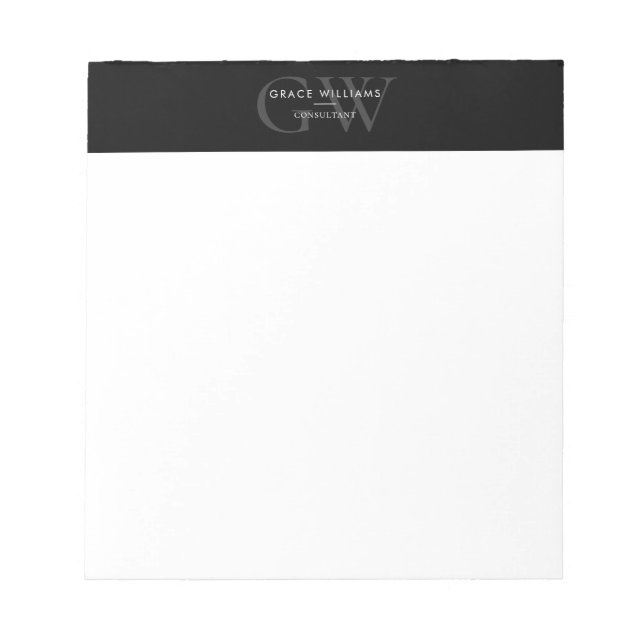 Bloc-note Initiales Monogramme Minimaliste Professionnel (Devant)