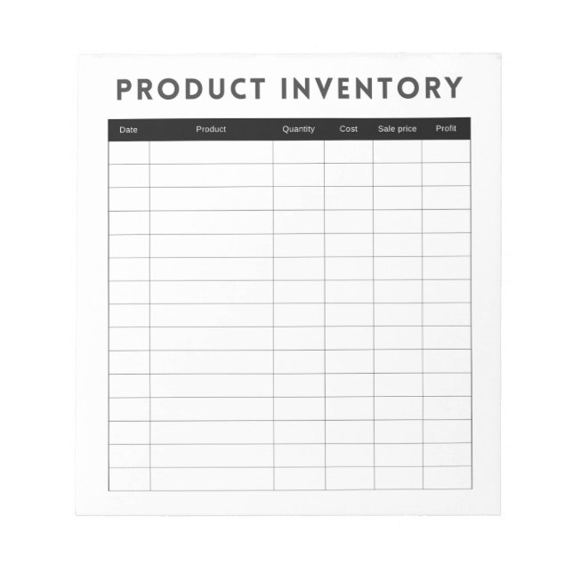 Bloc-note Inventaire de produits simple professionnel pour l (Devant)
